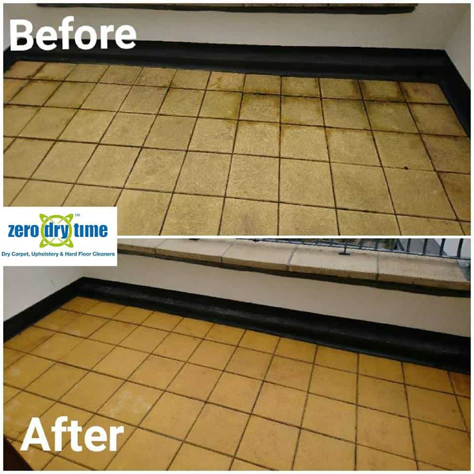 Tile and grout cleaning before and after.