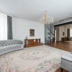 Spacious living room with couch