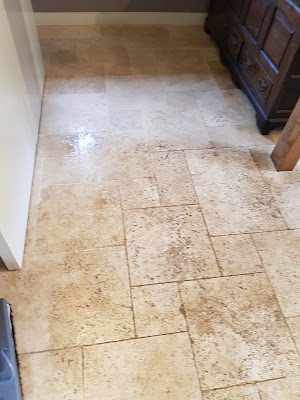Commercial hard floor cleaning - stone floor restored by Zero Dry Time Farnham
